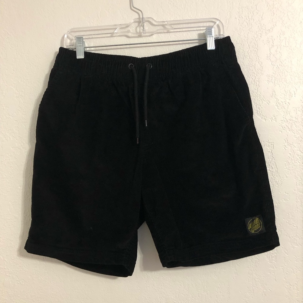 Santa Cruz Skateboards Black Corduroy Drawstring Shorts